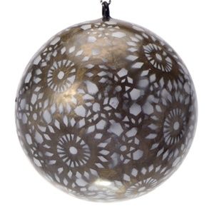 Carnival Hand-made Painted Capiz Christmas Ornament - Grey